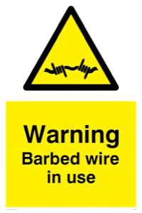 warning barbed wire in use