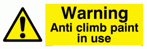 warning anti climb paint in use