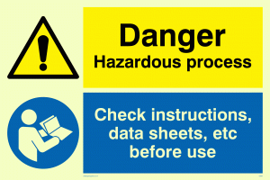 Danger hazardous process sign