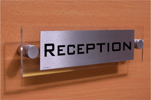 reception - door sign