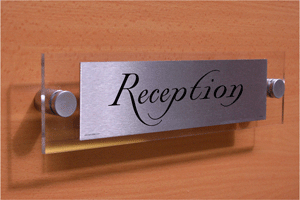 reception - door sign